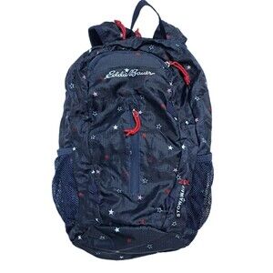 Eddie Bauer Stowaway Backpack 20L Stars Lightweight Bag Packable Black Blue